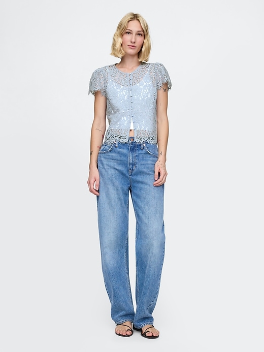 Image number 3 showing, Cap-Sleeve Lace Top