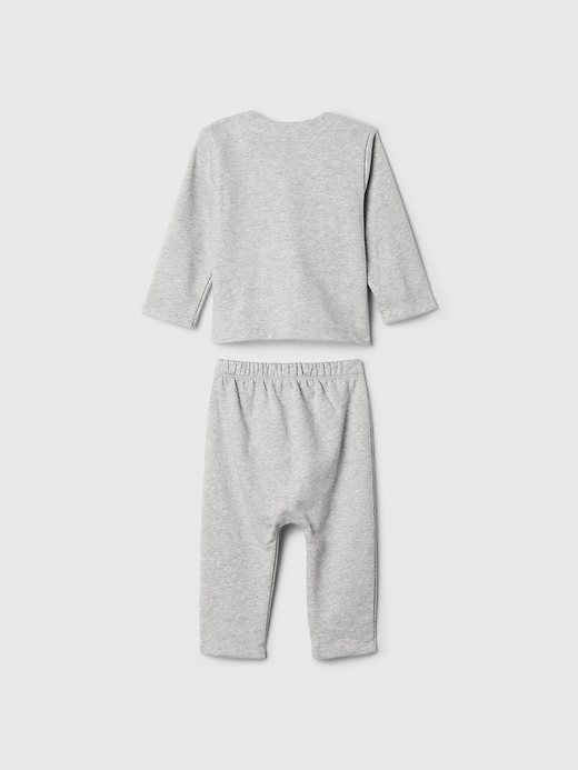 2 of 8 showing, with the color grey of product Baby Vintage Soft Cardigan Set
