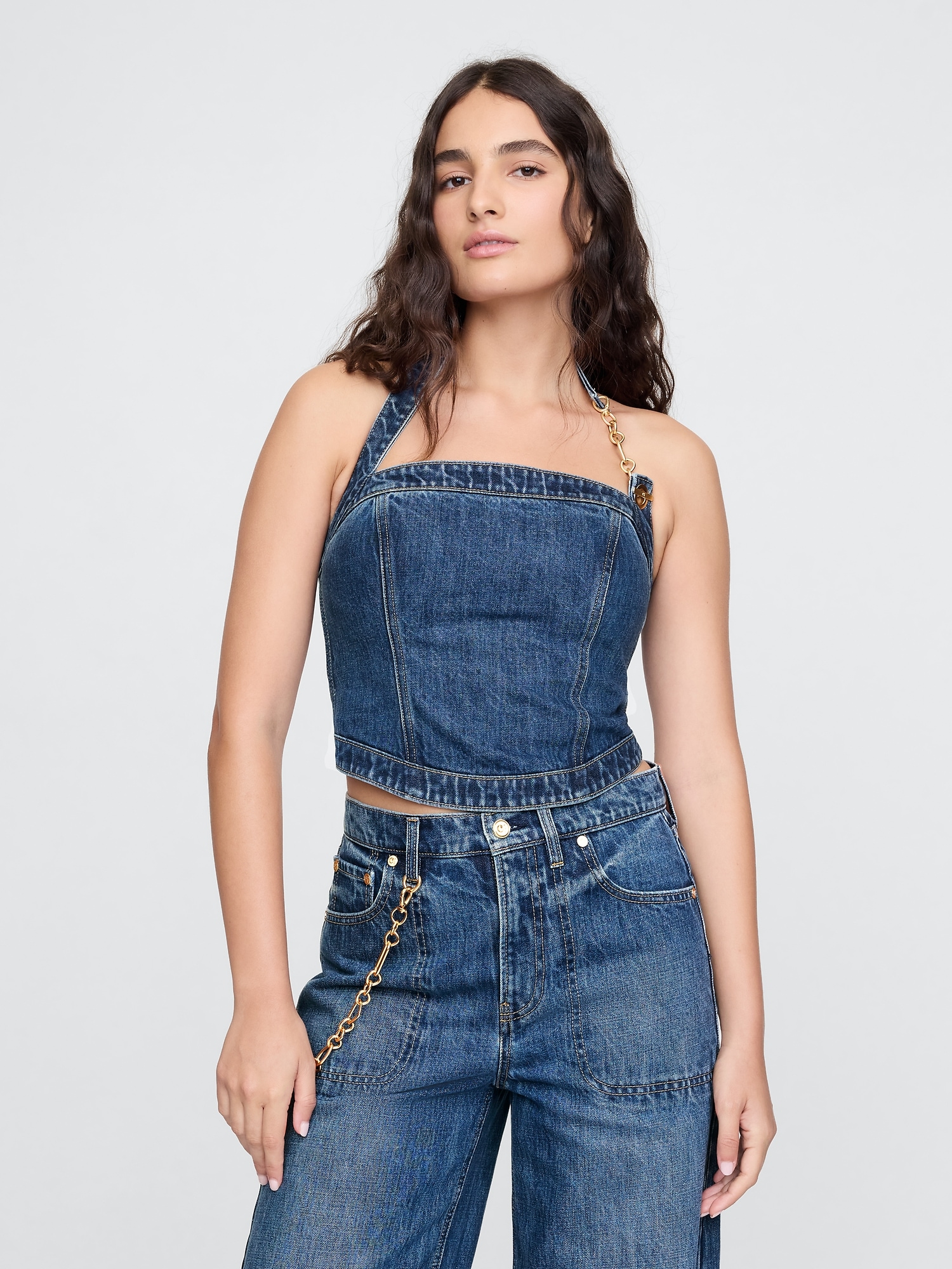 Gap × Cult Gaia Cropped Denim Bustier | Gap