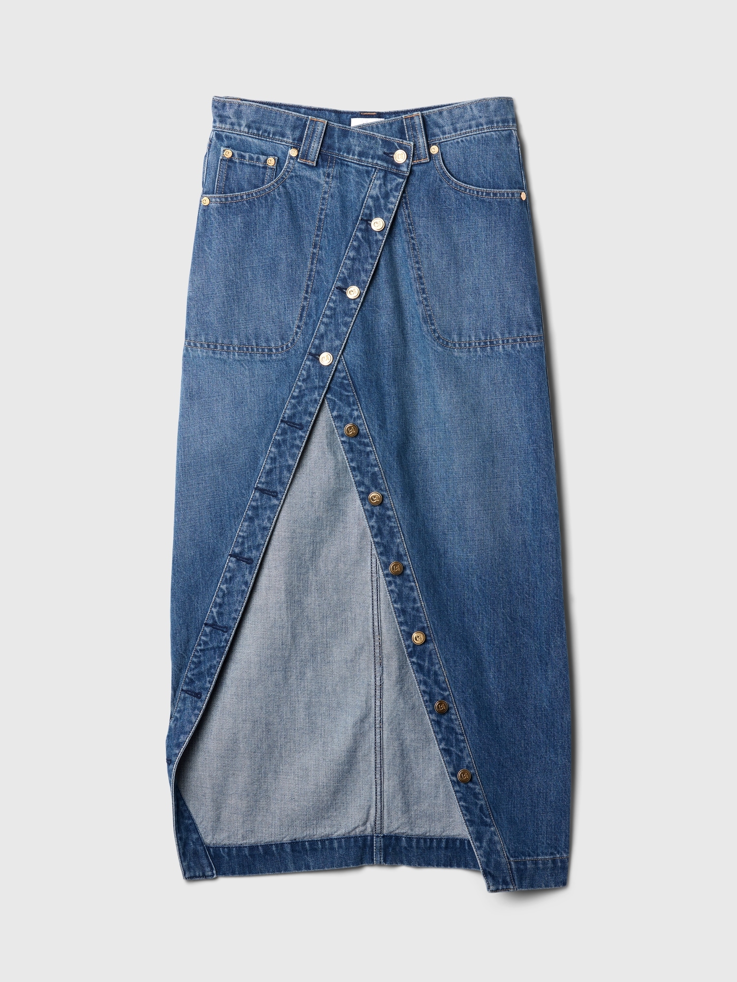 Cult Gaia Asymmetrical Denim Maxi Skirt by Gap Medium Indigo Size 29