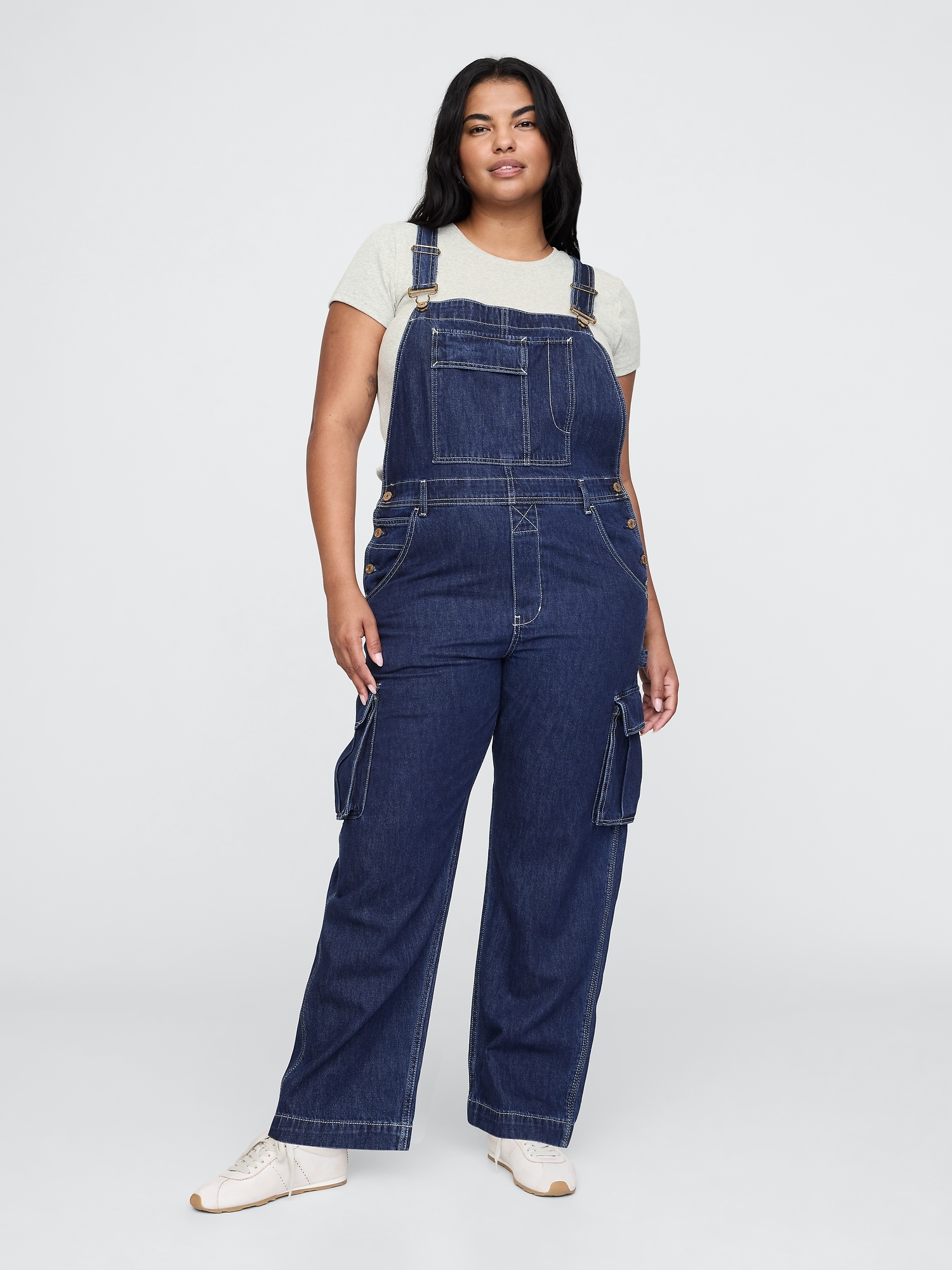 Женские комбинезоны Gap Relaxed Denim Cargo Overalls — фото 4