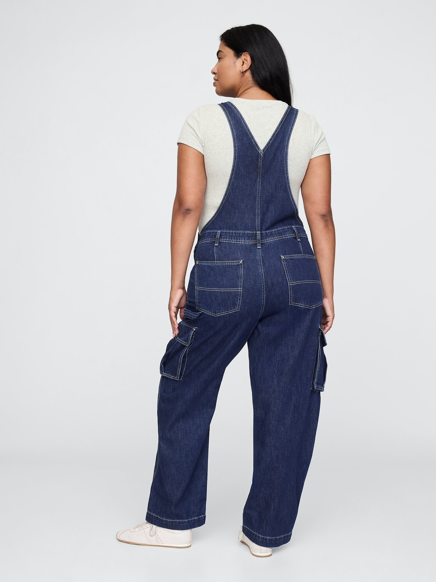 Женские комбинезоны Gap Relaxed Denim Cargo Overalls — фото 5