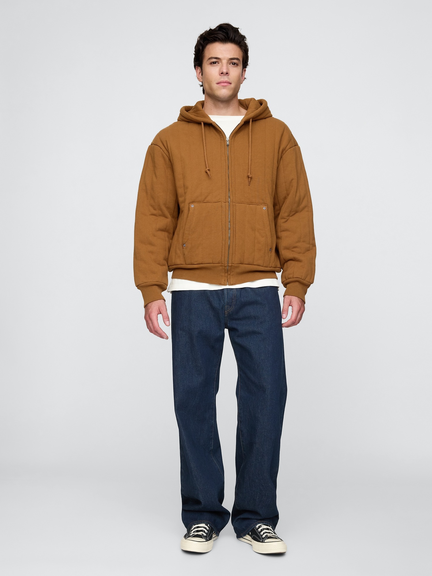 Мужские худи Gap Waffle-Lined Quilted Zip — фото 3
