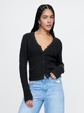CashSoft Pointelle Cardigan
