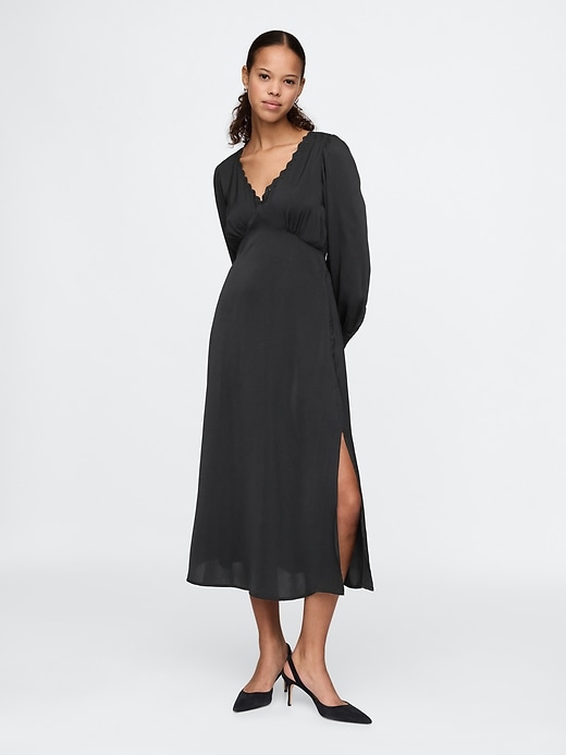 Image number 1 showing, Satin Empire Midi Dress