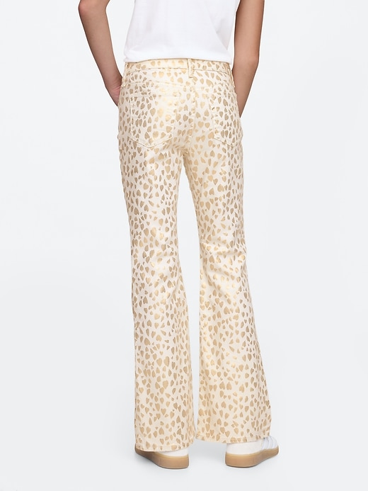 Image number 3 showing, Kids High Rise Leopard Foil '70s Flare Jeans