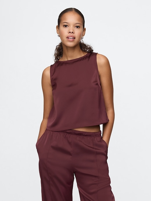 1 of 8 showing, with the color Noir red of product Recycled Satin Shell Tank