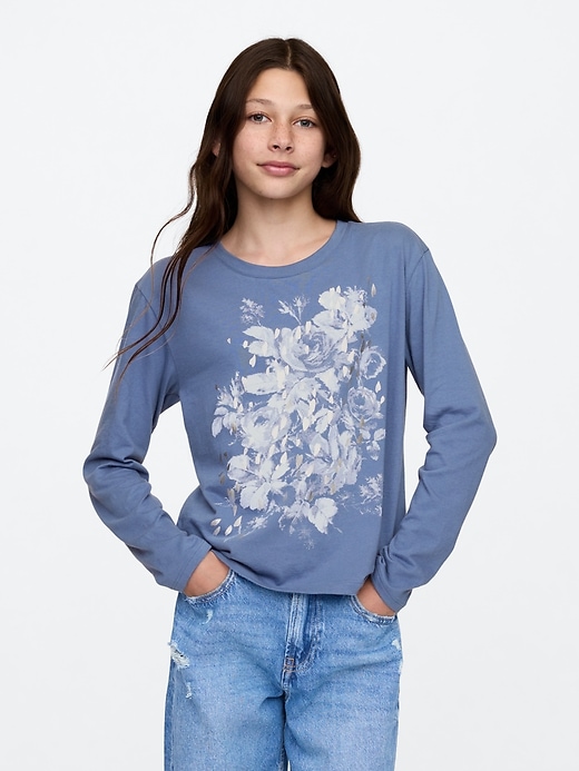 1 of 8 showing, with the color bainbridge blue of product Kids Graphic T-Shirt