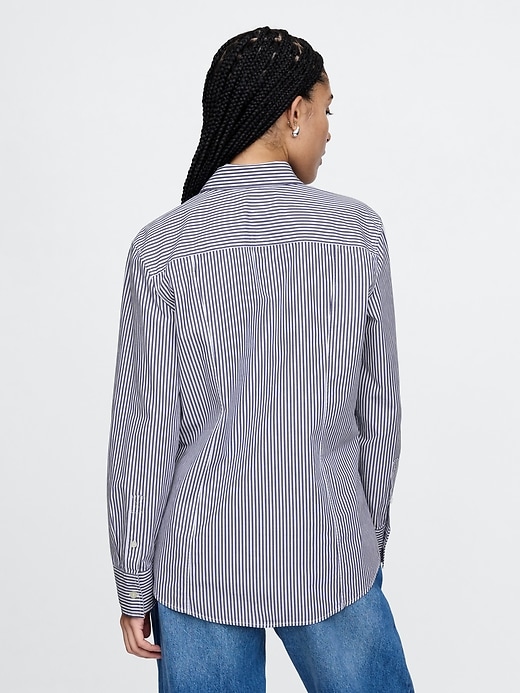 2 of 8 showing, with the color Blue stripe of product Organic Cotton Poplin Long Shirt