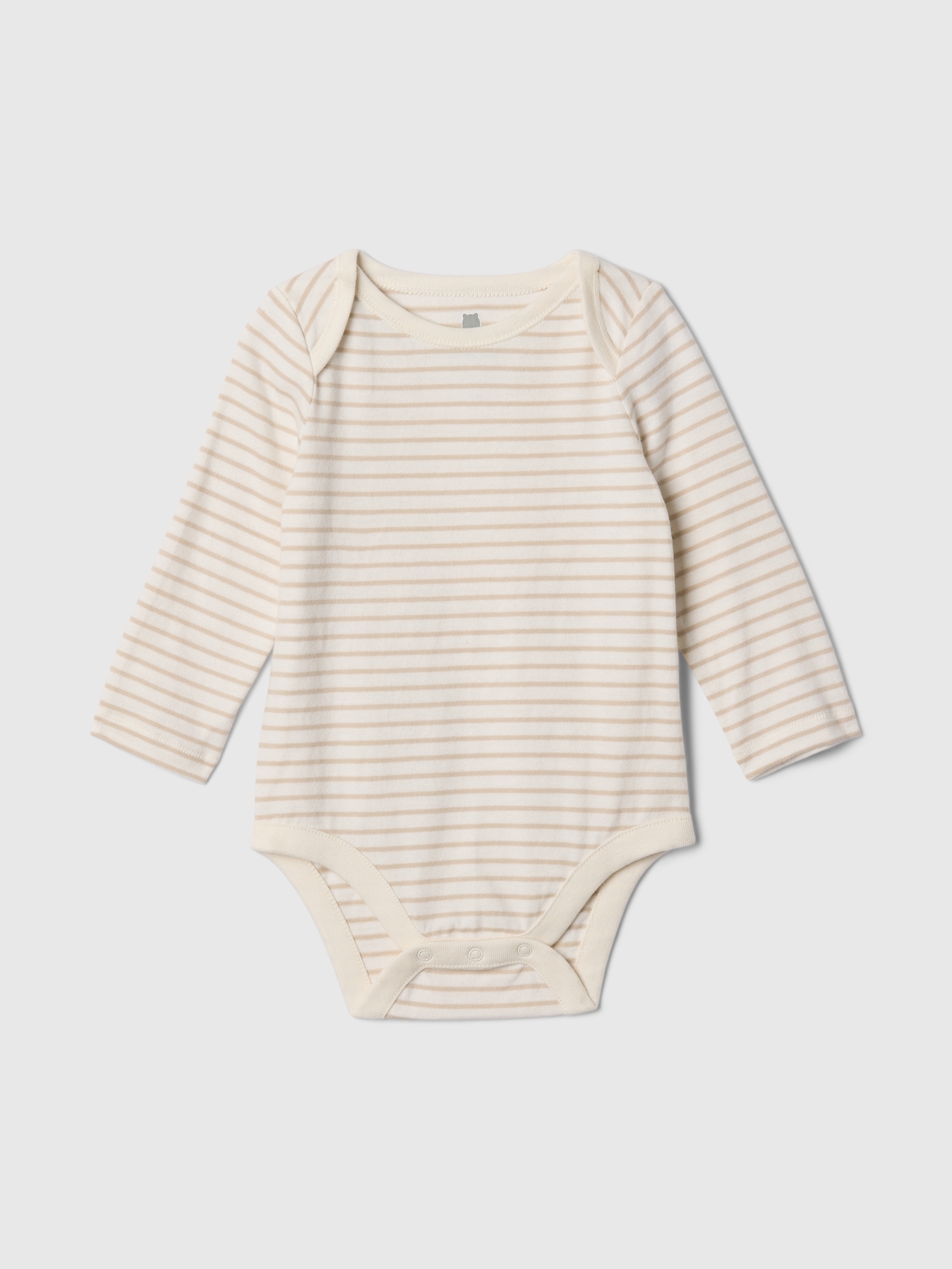 Gap Baby First Favorites Organic Cotton Bear Bodysuit In Bedrock Beige Stripe