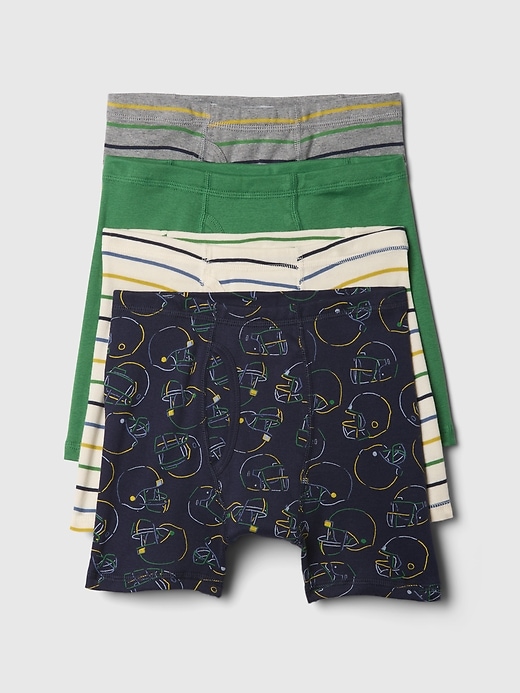1 of 8 showing, with the color off white stripe of product Kids Organic Cotton Boxer Briefs (4-Pack)