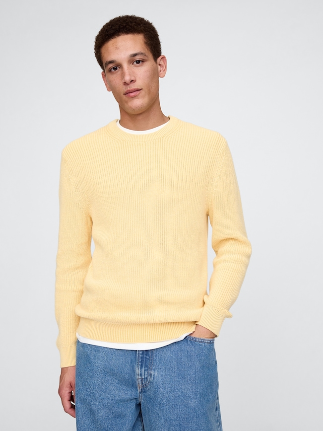 Shaker-Stitch Crewneck Sweater