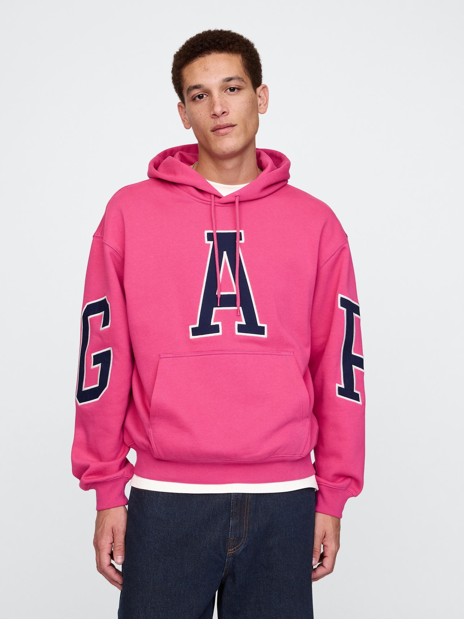 Gap Heavyweight Logo Hoodie In Pink Rose Global