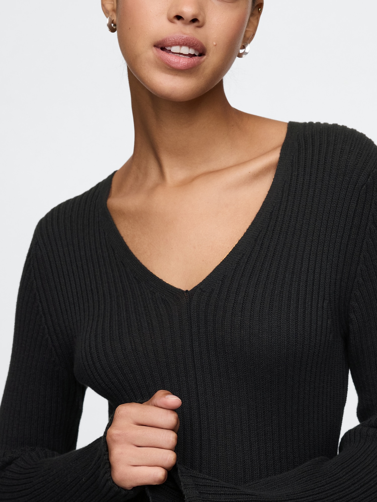 Women s V Neck Rib Maxi Sweater Dress by Gap True Black Size XXL