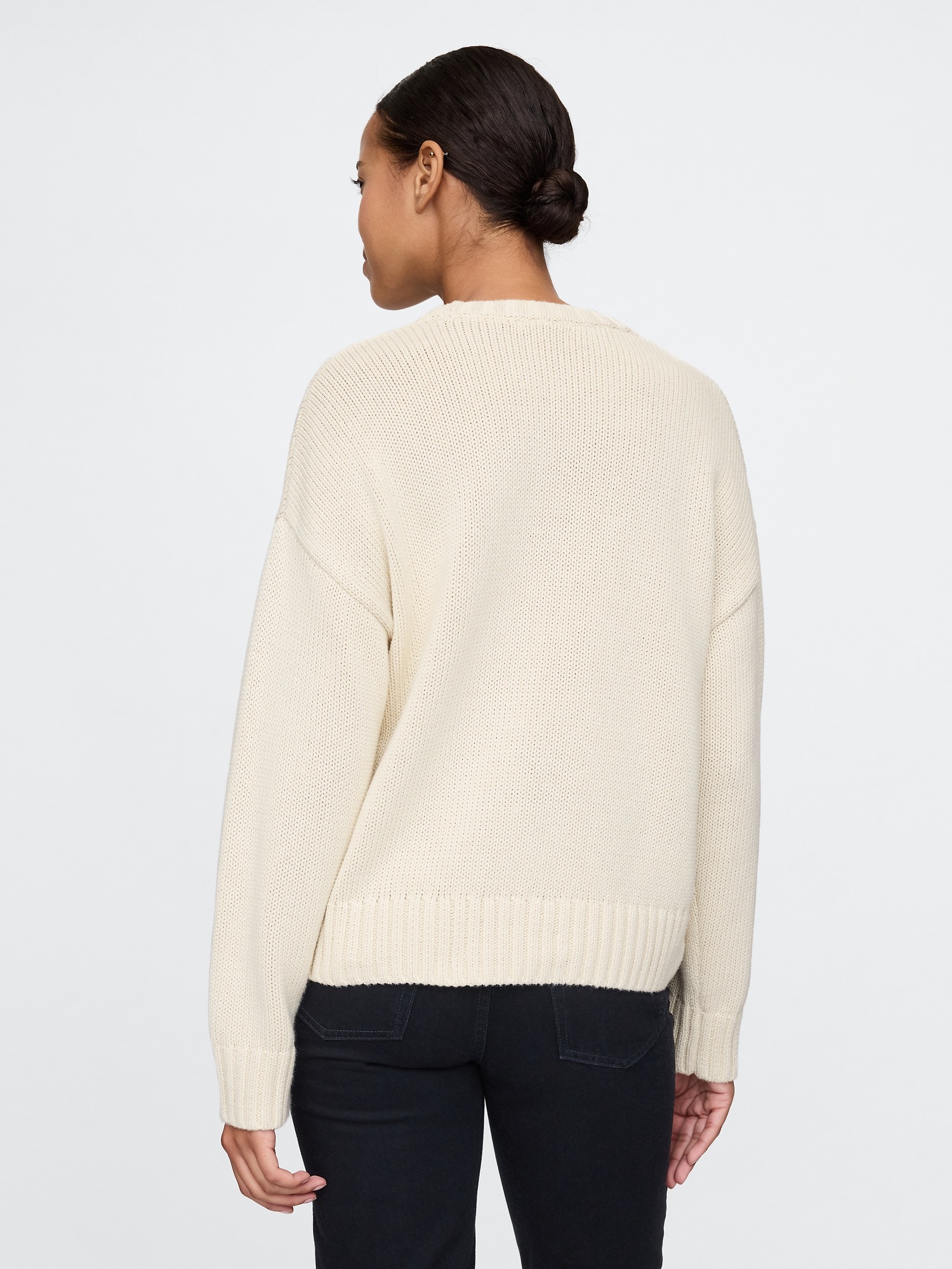 Женский свитер Gap 100% Cotton Relaxed, цвет: Бежевый — фото 2
