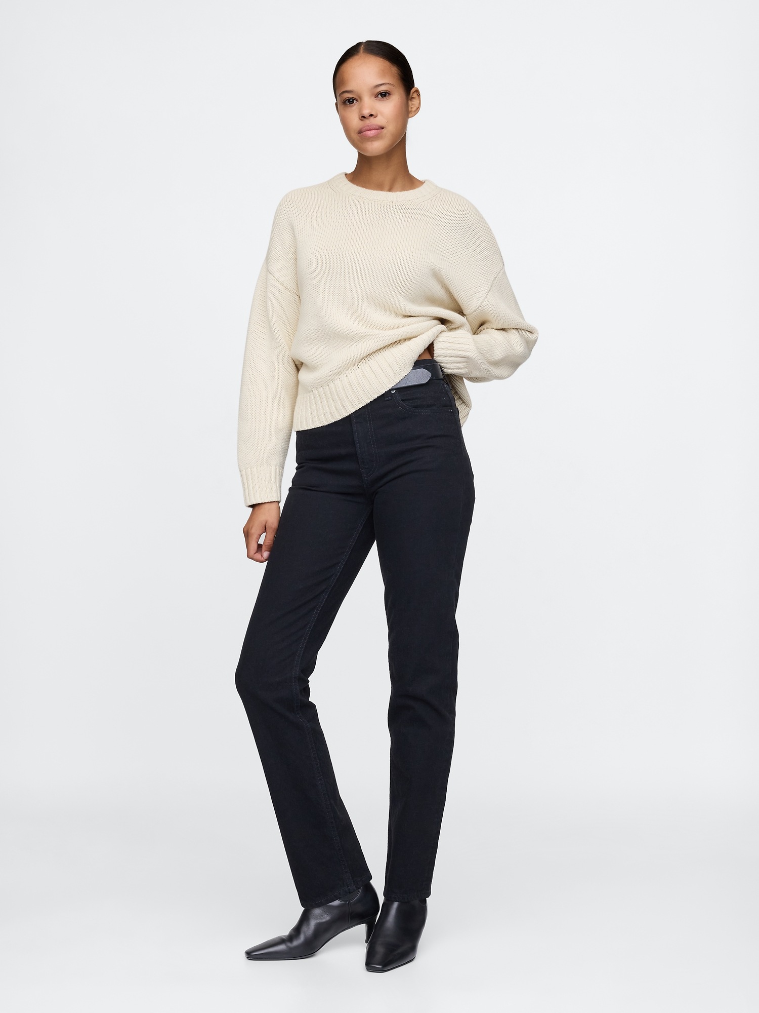 Женский свитер Gap 100% Cotton Relaxed, цвет: Бежевый — фото 3