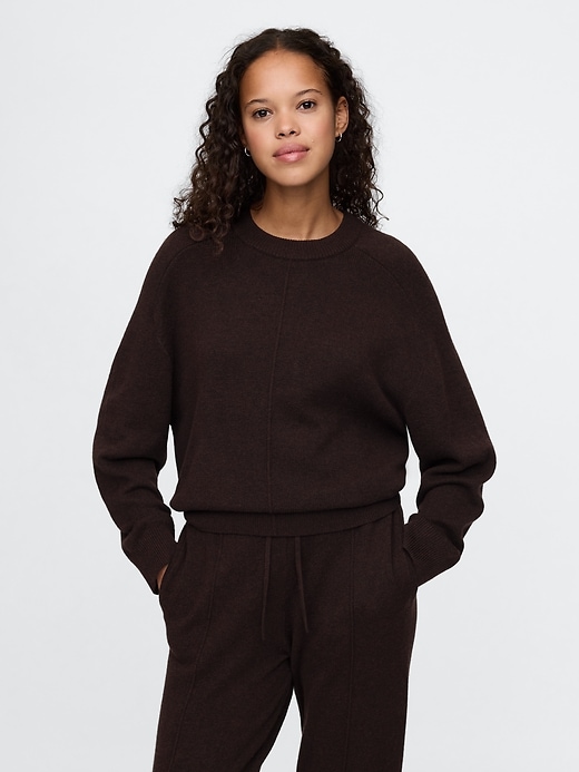 1 of 8 showing, with the color Terra brown of product CashSoft Slouchy Seam Sweater