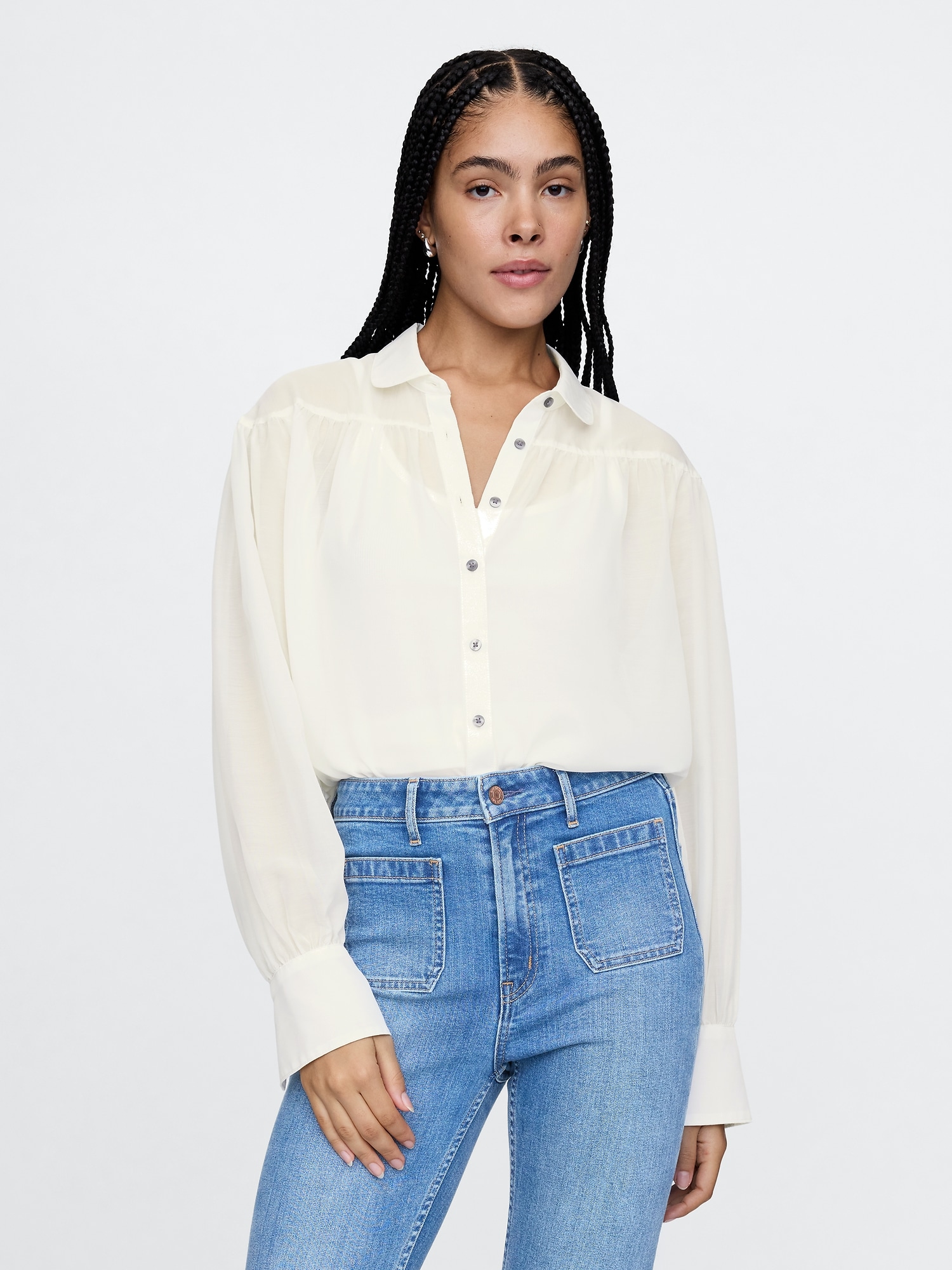 Oversized Sheer Shirt - White