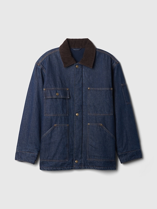 Image number 4 showing, Oversized Heavyweight Denim Lined Chore Jacket