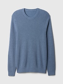 Shaker-Stitch Crewneck Sweater