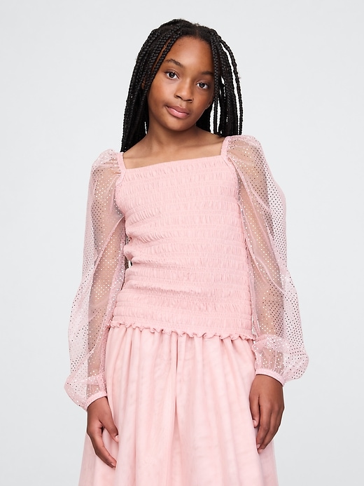 1 of 8 showing, with the color Primitive of product Kids Smocked Puff-Sleeve Top