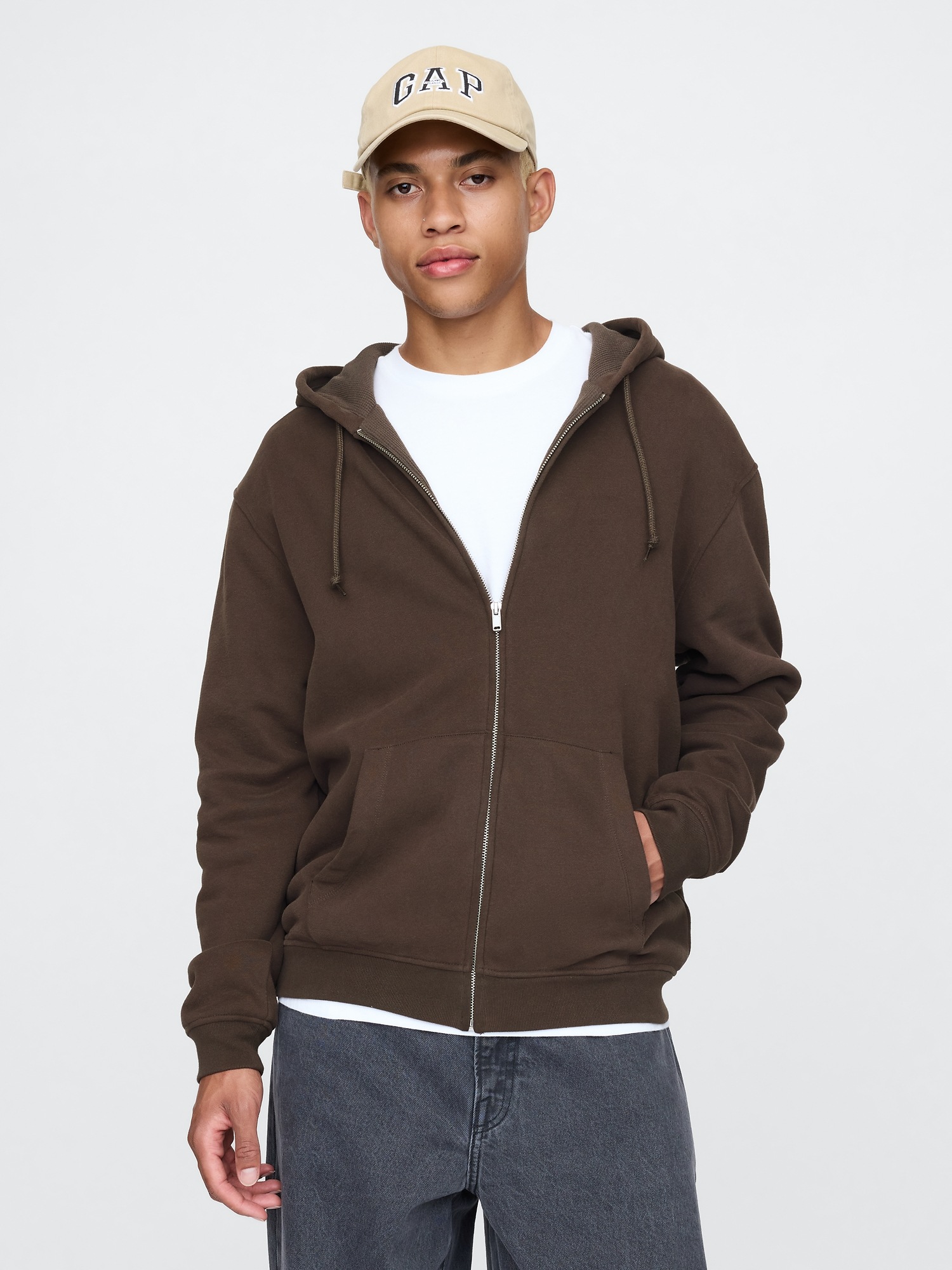 Vintage Soft Waffle Lined Zip Hoodie Gap