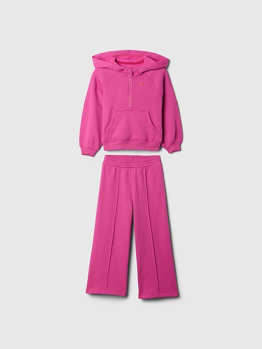 1 of 8 showing, with the color standout pink of product Baby & Toddler Half-Zip Hoodie Sweat Set