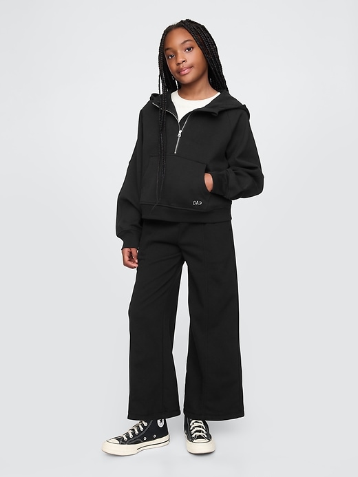 1 of 8 showing, with the color true black of product Kids VintageSoft Wide-Leg Sweatpants