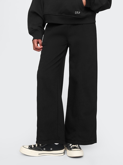 2 of 8 showing, with the color true black of product Kids VintageSoft Wide-Leg Sweatpants