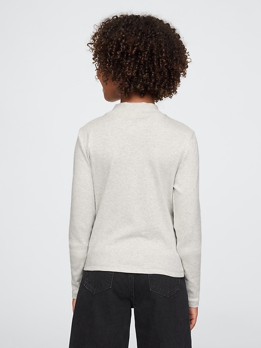 2 of 8 showing, with the color Light heather grey of product Kids Rib Mockneck T-Shirt