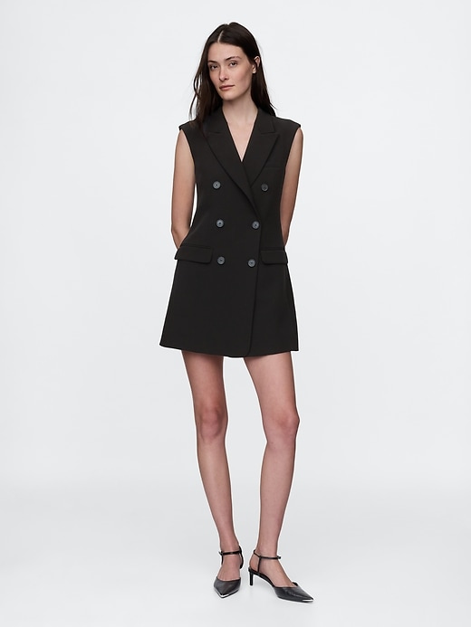 1 of 8 showing, with the color True black of product BiStretch Double-Breasted Blazer Mini Dress