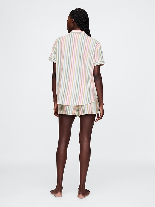 2 of 8 showing, with the color Multi color happy stripe of product Flannel PJ Shorts Set
