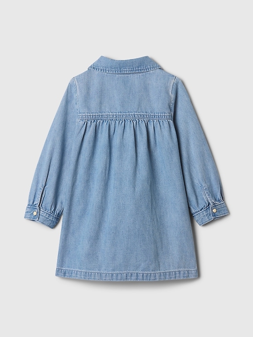 2 of 8 showing, with the color light wash indigo of product Baby & Toddler  Denim Heart Dress