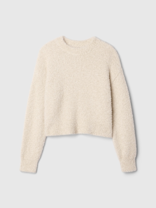 Image number 5 showing, Kids Fuzzy Metallic Crewneck Sweater
