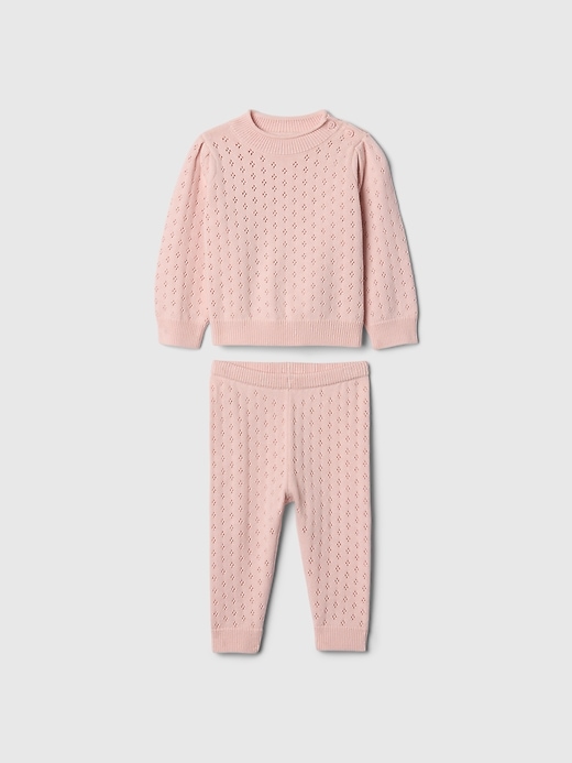 Image number 1 showing, Baby Pointelle Puff-Sleeve Sweater Set