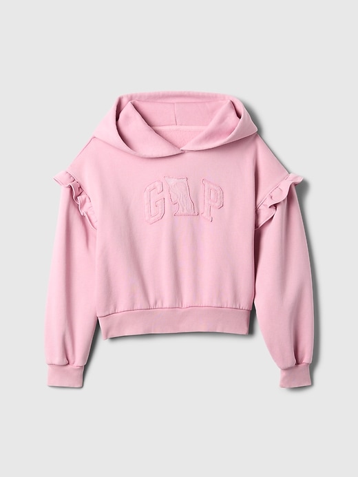 4 of 8 showing, with the color Sunrise pink of product Kids Wicked VintageSoft Ruffle Hoodie