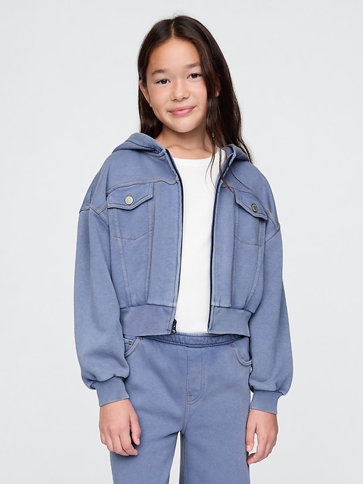 Image number 1 showing, Kids VintageSoft Cropped Zip Hoodie