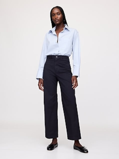 High Rise Stride Wide-Leg Ankle Khakis
