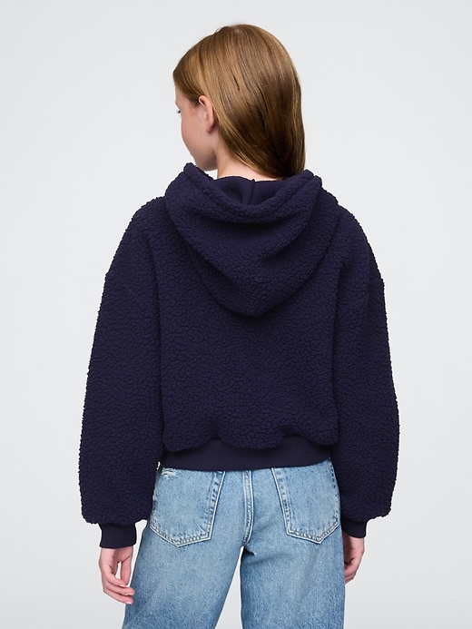 2 of 8 showing, with the color navy of product Kids Sherpa Crop Hoodie