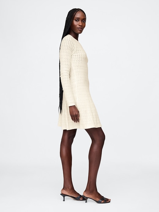 Image number 3 showing, CashSoft Pointelle Mini Sweater Dress