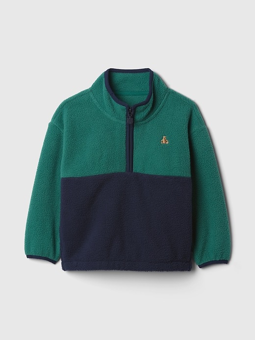 1 of 8 showing, with the color balsam tree green of product Baby & Toddler Sherpa Half-Zip Pullover