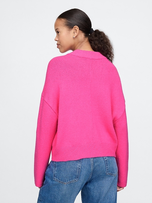 Image number 3 showing, CashSoft Cropped High V-Neck Sweater