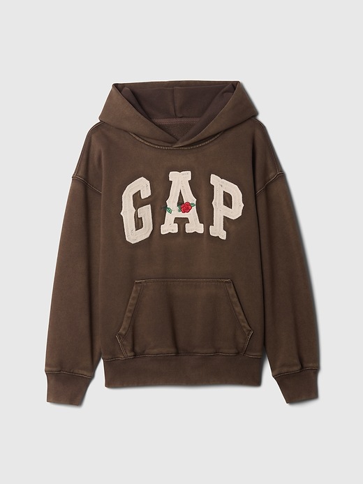 1 of 8 showing, with the color terra brown of product Kids VintageSoft Western Logo Hoodie