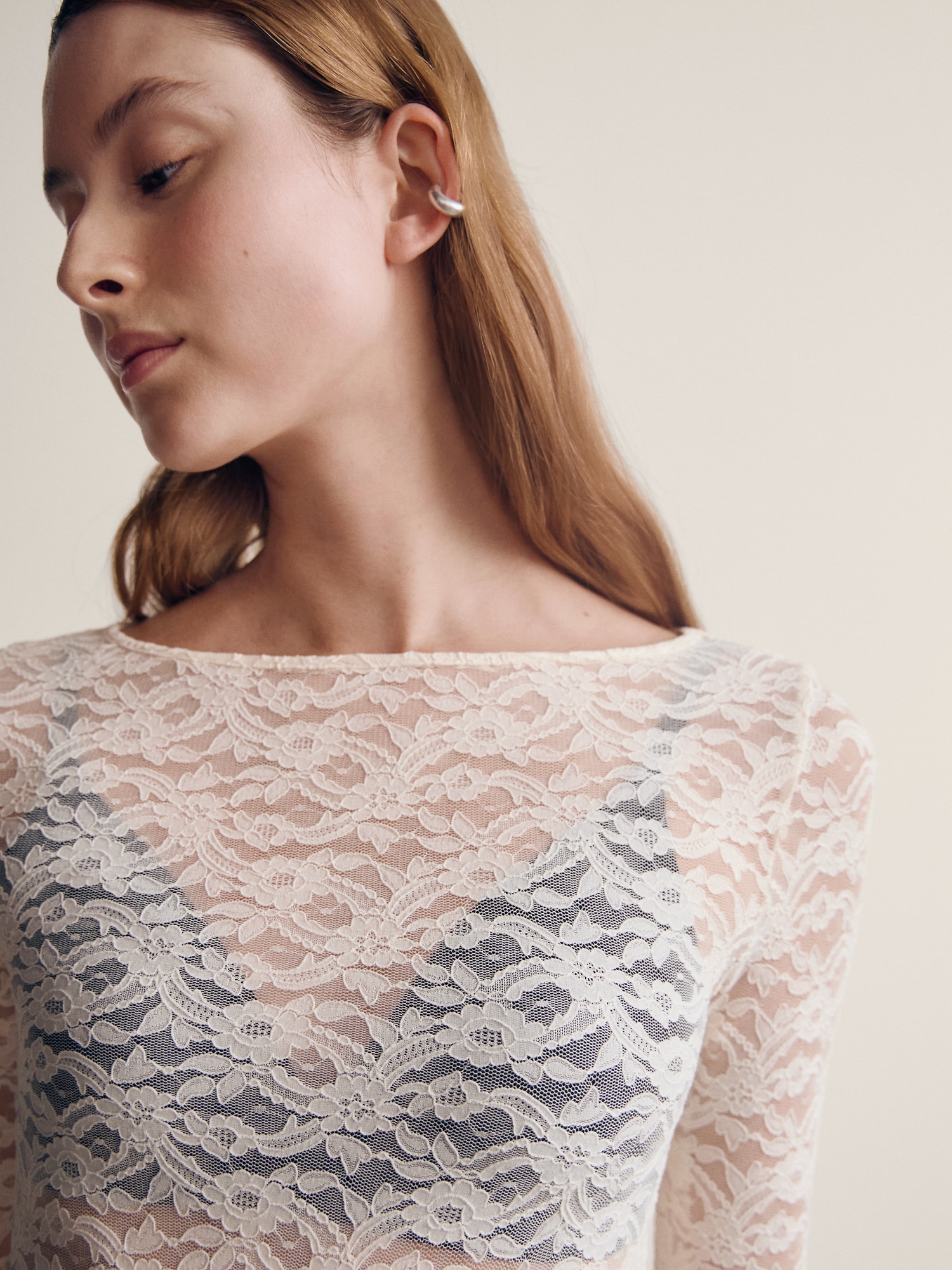 White sheer lace top hotsell
