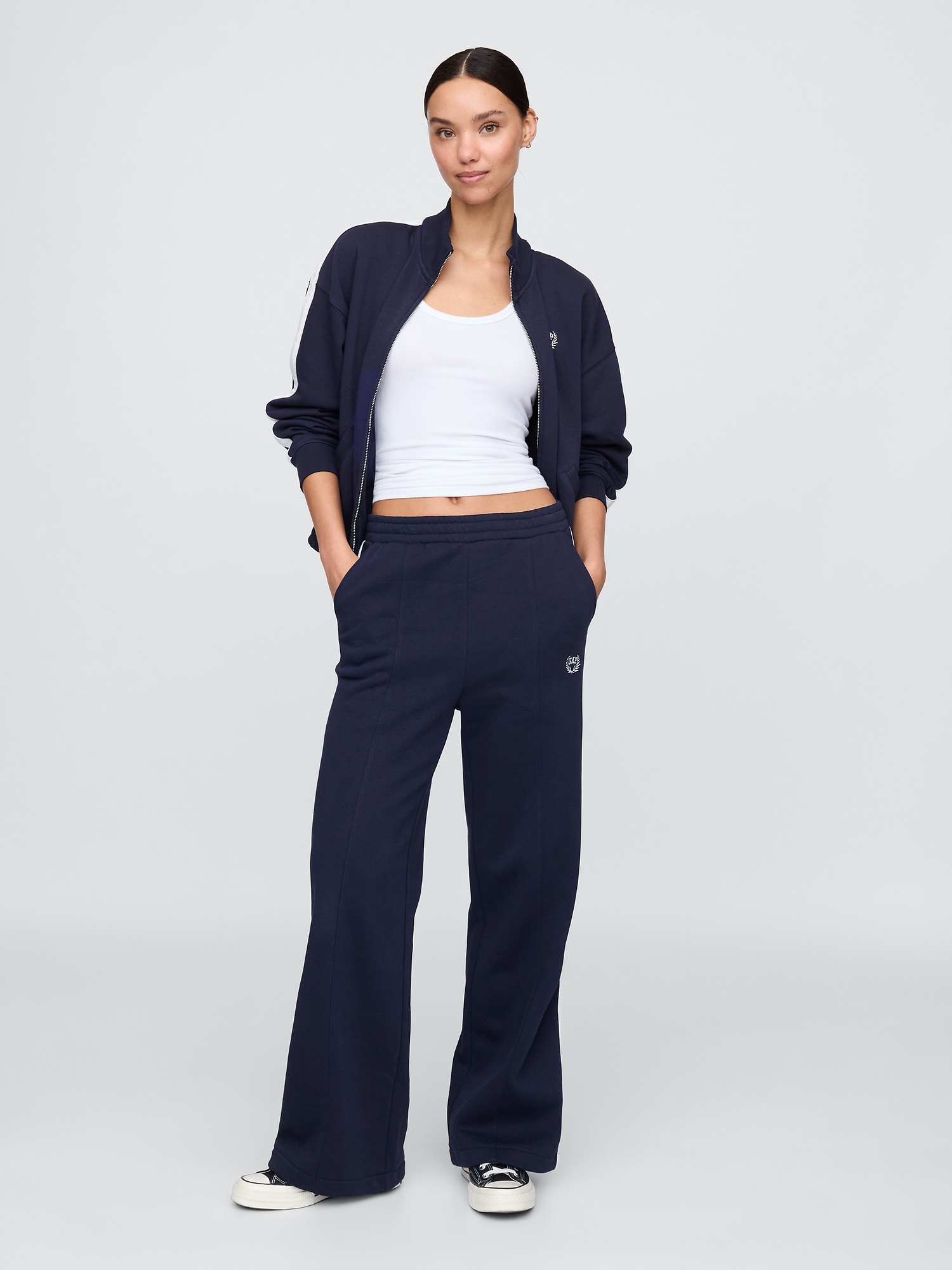 Shop Gap Vintagesoft Logo Track Pants In Navy Blue