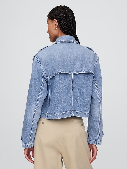 Image number 3 showing, Cropped UltraSoft Denim Trench Jacket