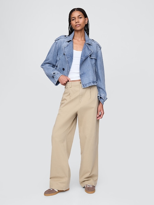 Image number 2 showing, Cropped UltraSoft Denim Trench Jacket