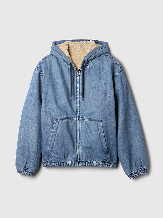 （XL）OLD GAP denim JKT Oversized Sherpa-Lined Denim Zip Hoodie | Gap