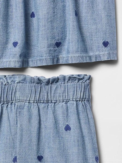 Image number 5 showing, Baby & Toddler Chambray Heart Outfit Set