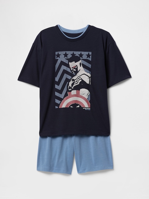 Kids Marvel Captain America Recycled PJ Short Set
